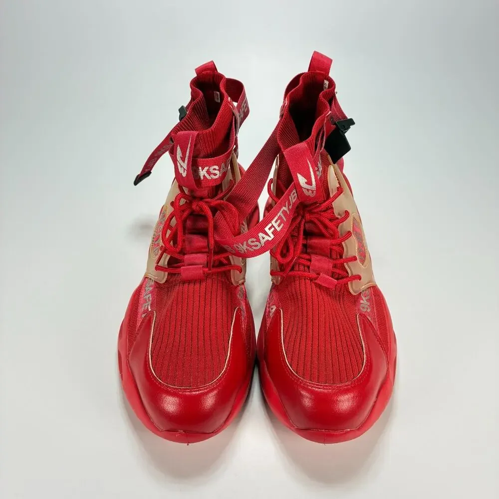 9K Safety JB Red High Top Adjustable Ankle Straps Sneakers Work Boots Mens Sz 13